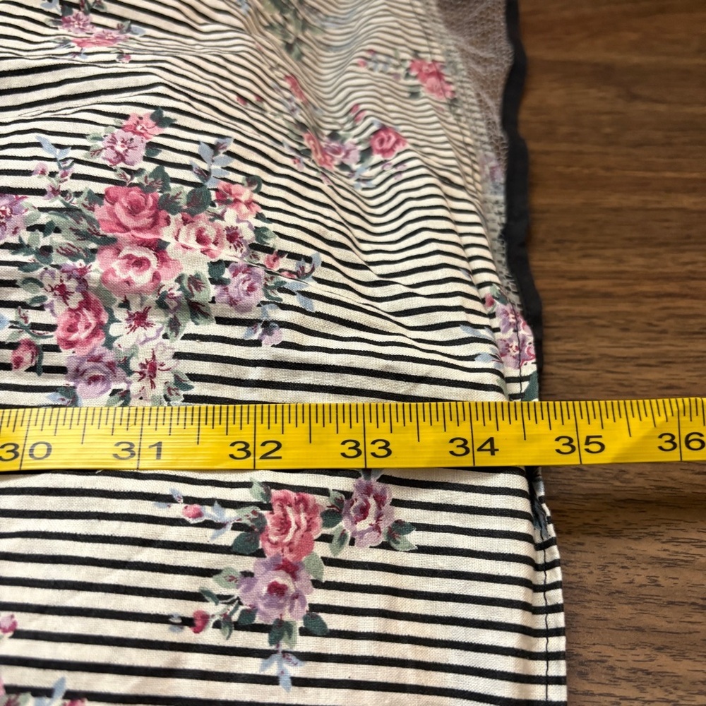 Vintage 80s Style Cottagecore Prairie Dress Floral Striped Ruffle Neck Plus Size - Picture 10 of 10